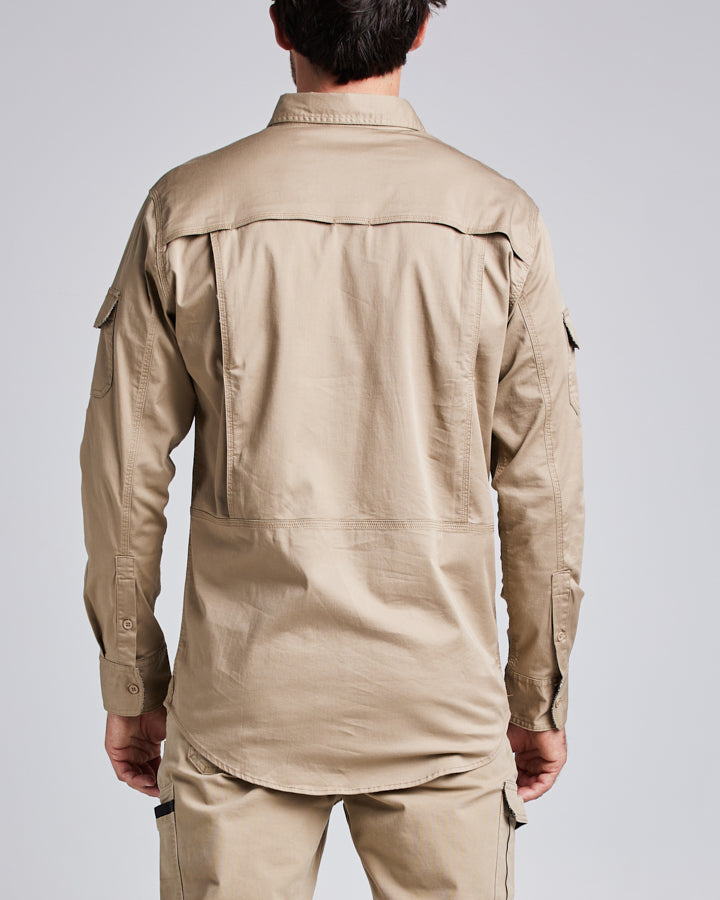 LONG SLEEVE COLLARED | WORK SHIRT - TAN