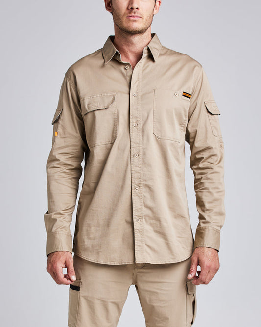 LONG SLEEVE COLLARED | WORK SHIRT - TAN