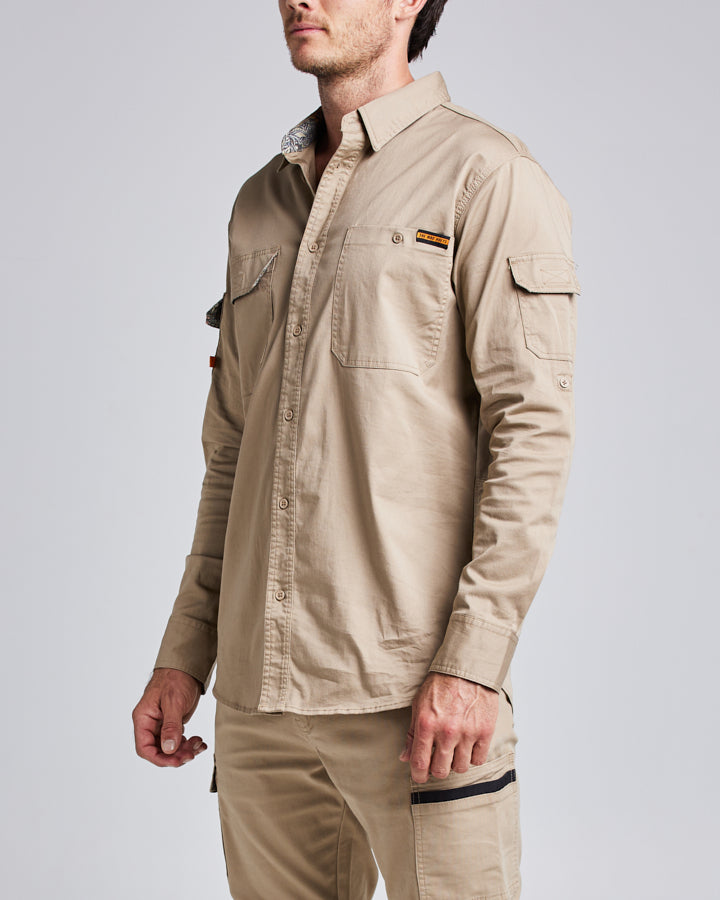 LONG SLEEVE COLLARED | WORK SHIRT - TAN