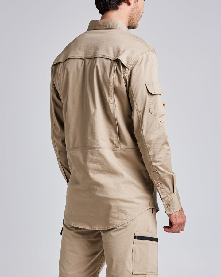 LONG SLEEVE COLLARED | WORK SHIRT - TAN