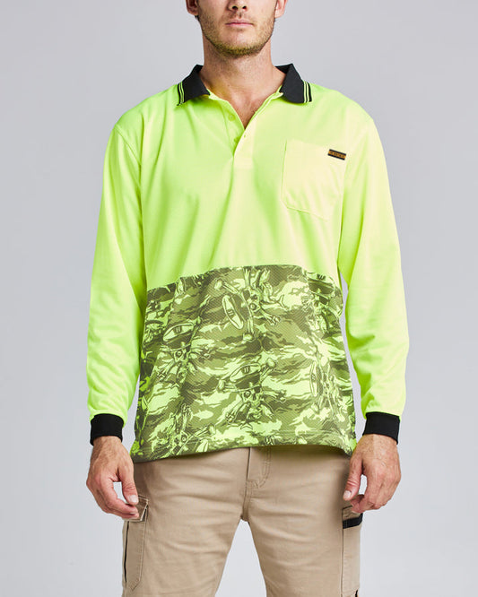 HIGH VIS | LS WORK POLO - YELLOW