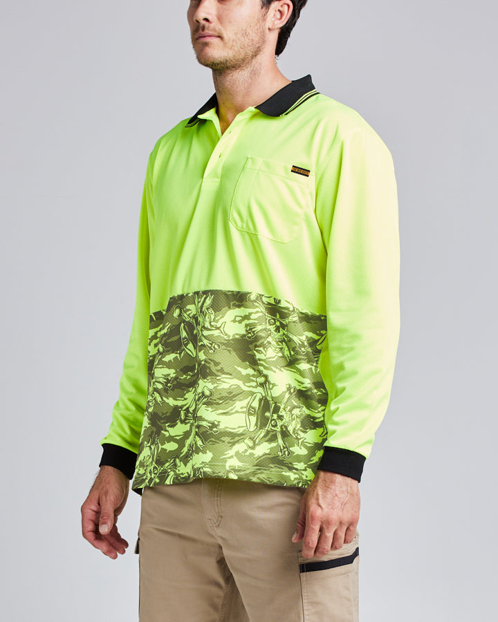 HIGH VIS | LS WORK POLO - YELLOW