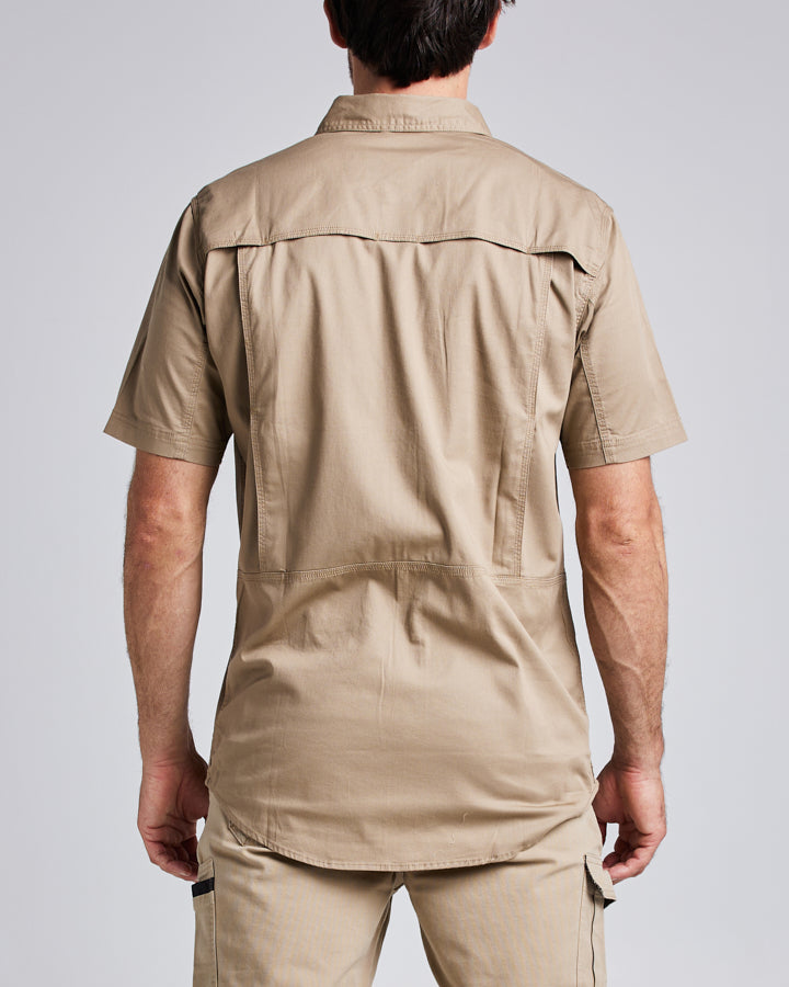 SHORT SLEEVE COLLARED | WORK SHIRT - TAN