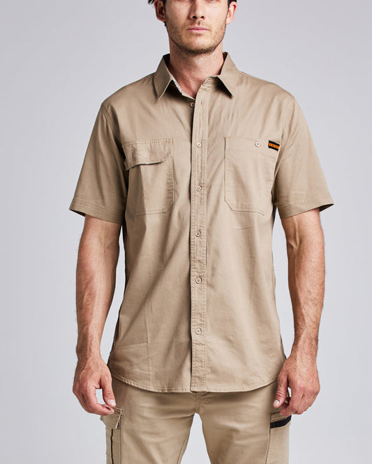 SHORT SLEEVE COLLARED | WORK SHIRT - TAN