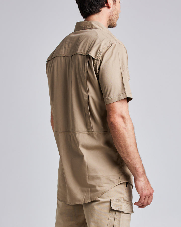 SHORT SLEEVE COLLARED | WORK SHIRT - TAN